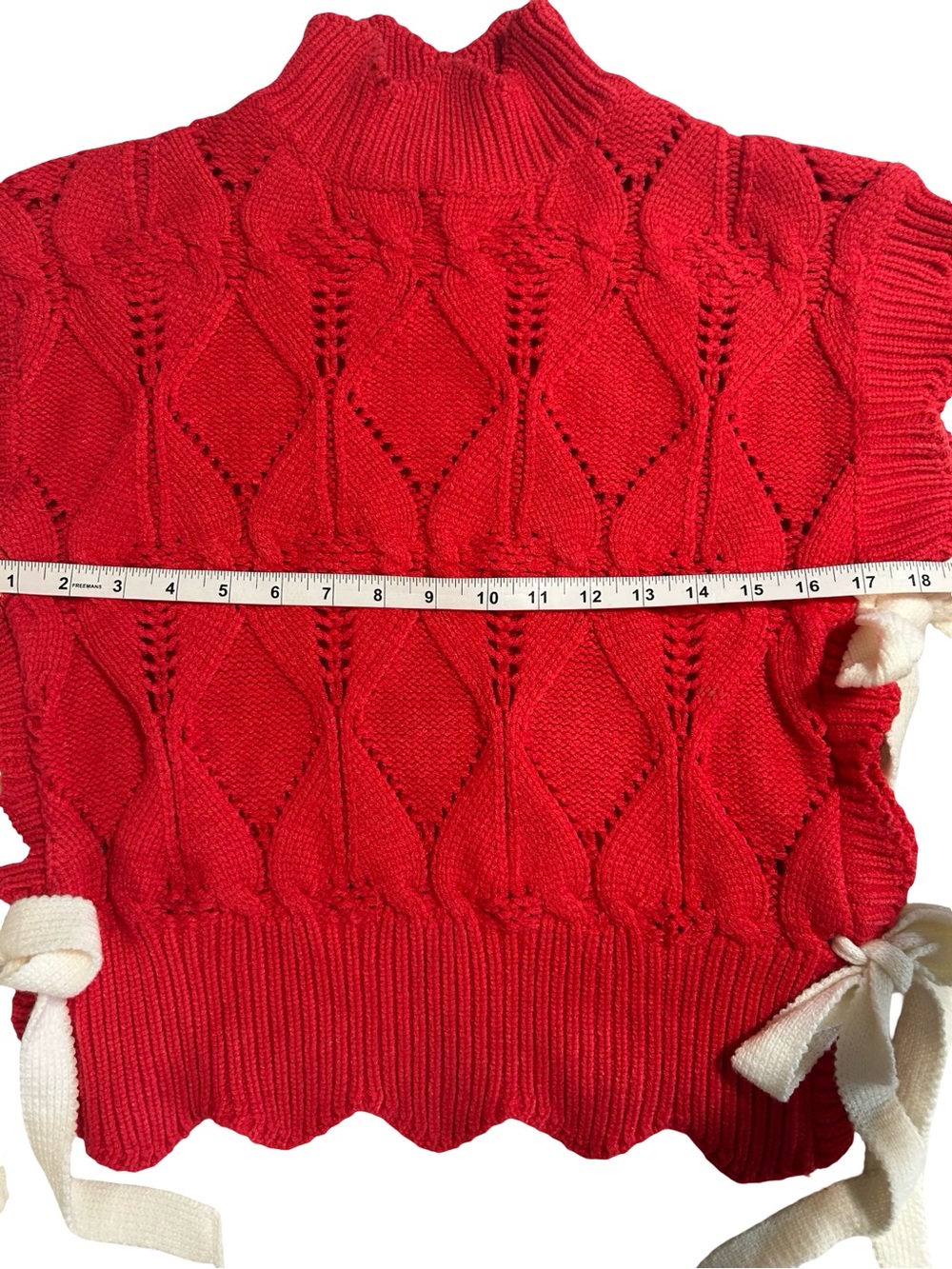 &merci Red Cable Knit Side-Tie
Mock Neck Sweater Vest - Picture 8 of 8